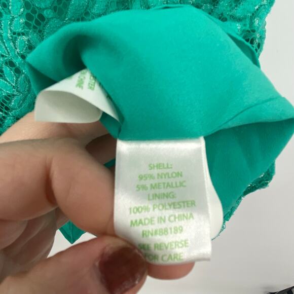 Lilly Pulitzer Women's Green Metallic Jungle Lace Mini Erica Dress Size Medium - Picture 9 of 10